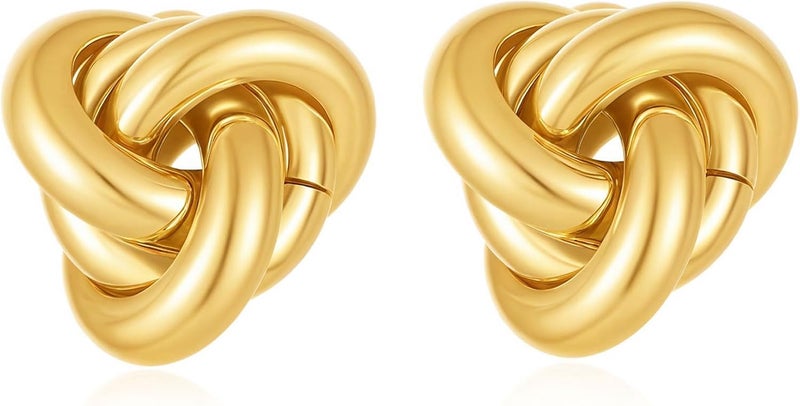 Spiritlele 14K Gold Plated Knot Earrings for Women Gold Silver Earrings Heart Link Drop Dangle Earring Chunky Golden Knotted Statement Jewelry - Image 1